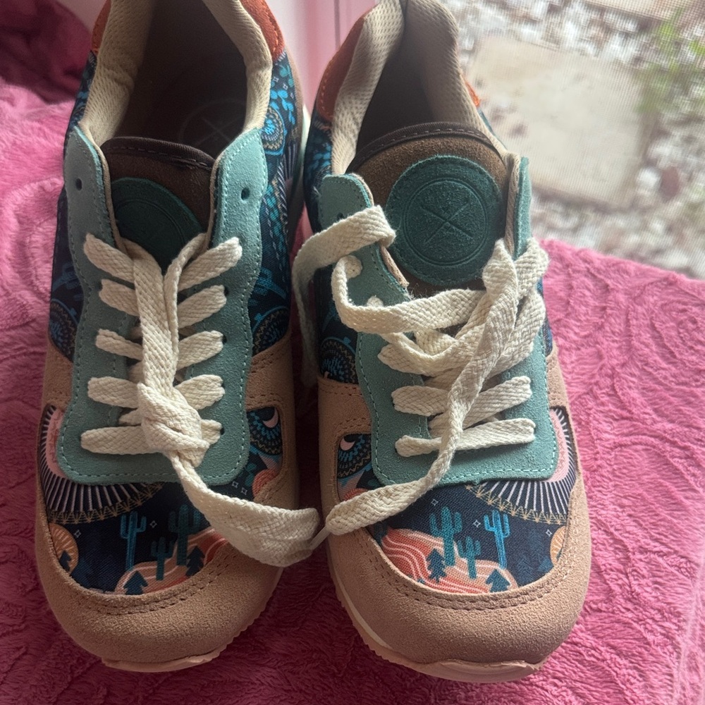 Colorful Patterned Sneakers with Cactus Design